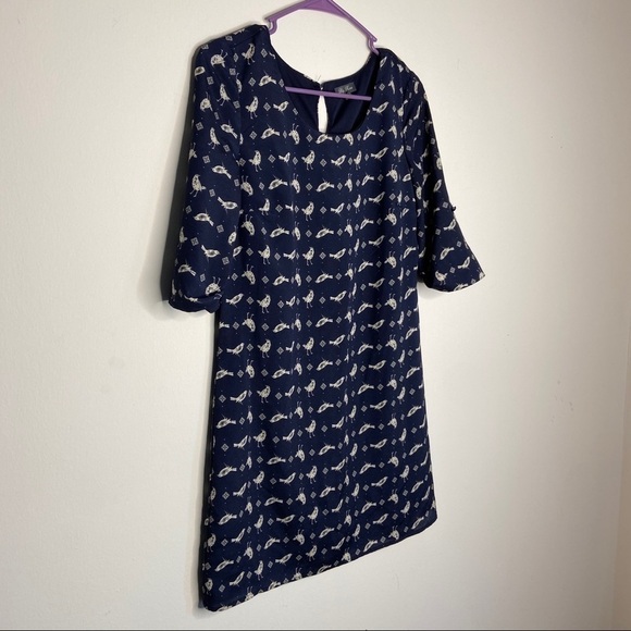 Lily Rose Navy Blue Bird Mini Dress XS Womens Work - Picture 2 of 7